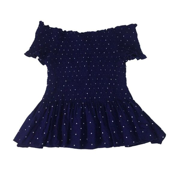 Japna Cropped top  Small Navy blue with white polka dots.   100% Rayon - Picture 1 of 6